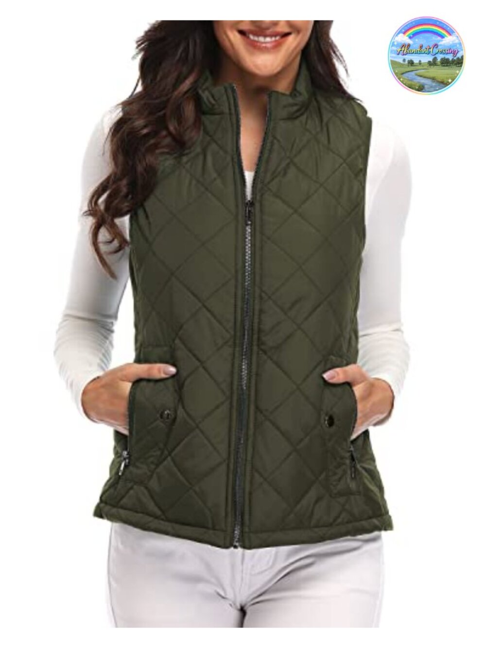 Women's Quilted Lightweight Zip Pockets Padded Gilet Vest Sleeveless